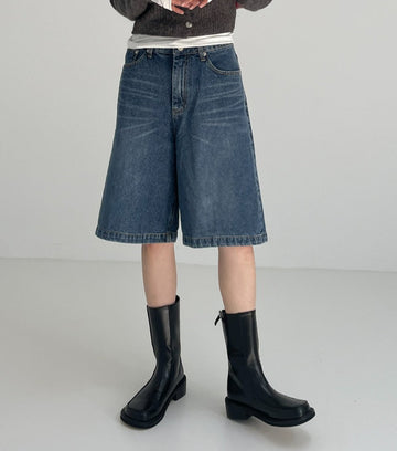 525 Cat Washing Bermuda Wide Denim